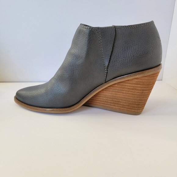 Dr. Scholl's Melody Faux Leather Gray Heeled Ankle Boots, Wedge Block Size 9.5 - Picture 8 of 13